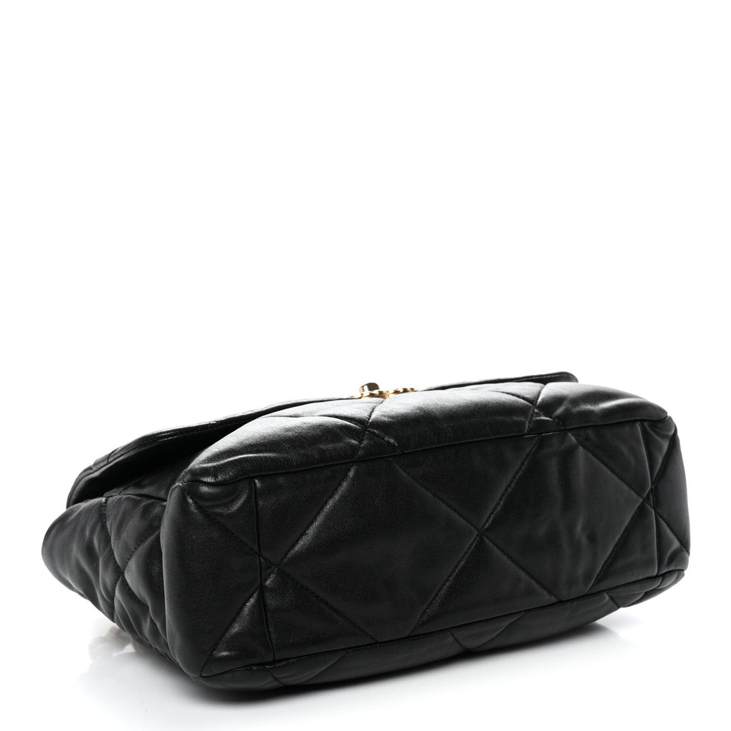 Goatskin Quilted Large Chanel 19 Flap Black