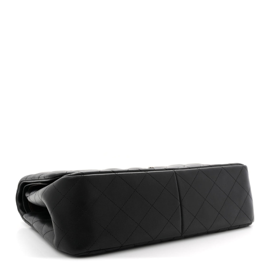 Lambskin Quilted Jumbo Double Flap Black