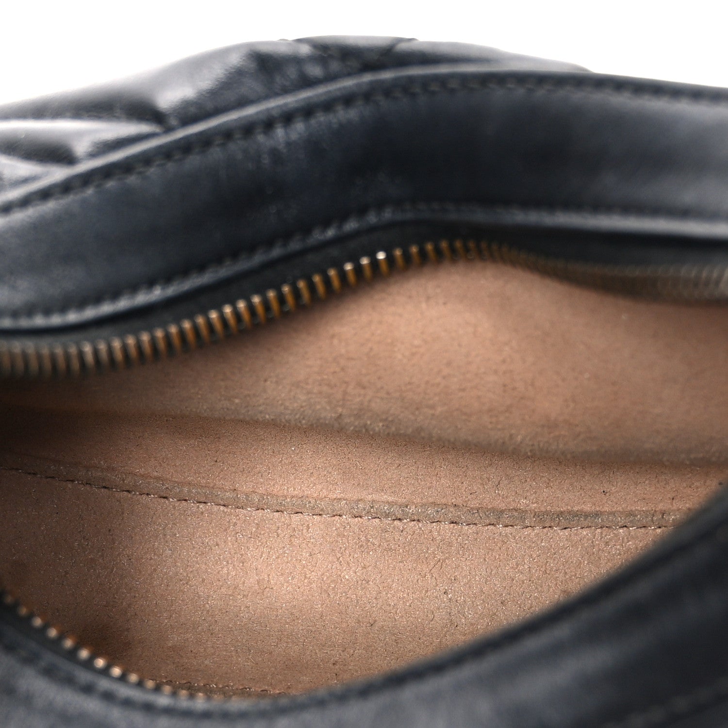 Calfskin Matelasse Chevron Mini GG Marmont Half Moon Hobo Black