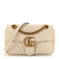 Calfskin Matelasse Mini GG Marmont Shoulder Bag White