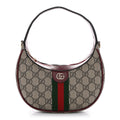 GG Supreme Monogram Textured Dollar Calfskin Small Ophidia Shoulder Bag Beige Bordeaux