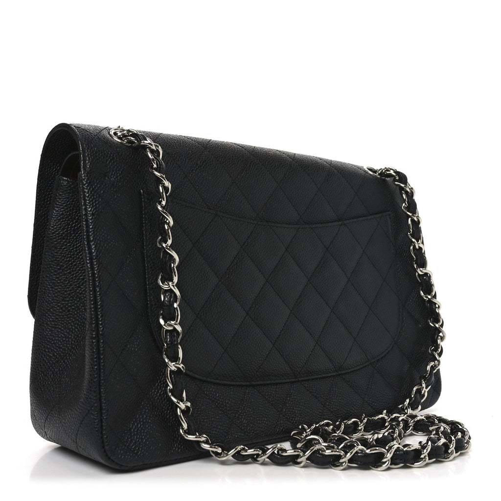 Caviar Quilted Jumbo Double Flap Black