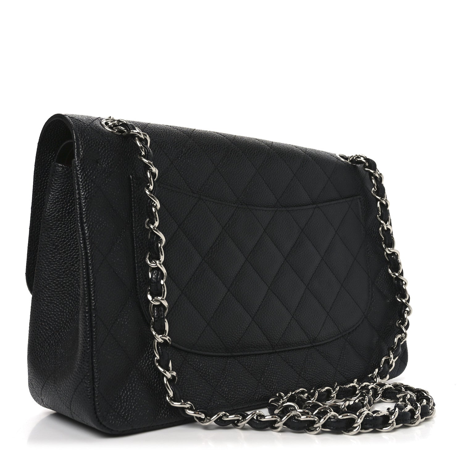 Caviar Quilted Jumbo Double Flap Black
