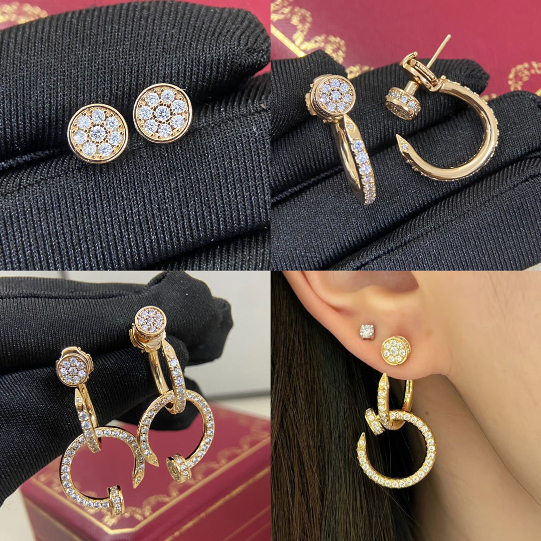 Cartier Juste un Clou Three Dangle Diamond Earrings