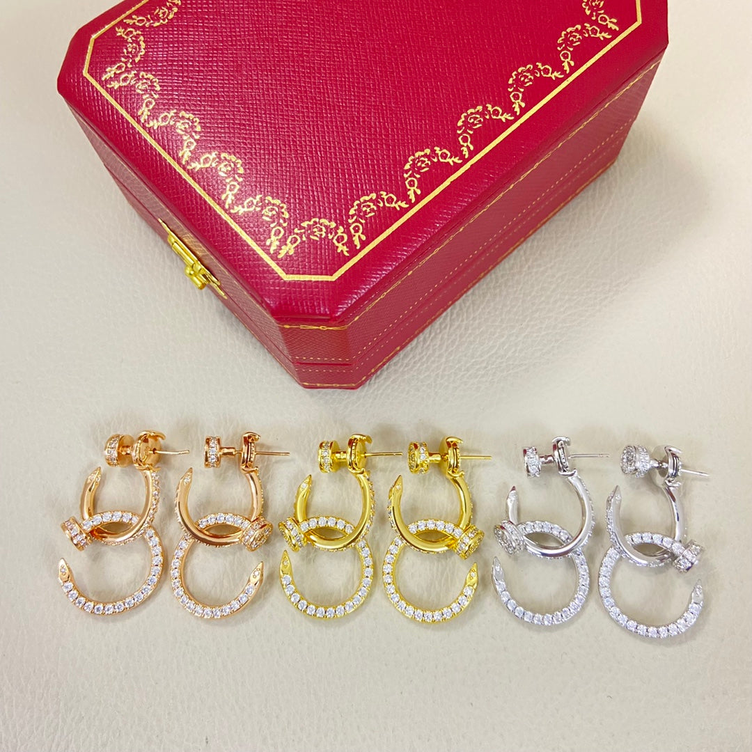 Cartier Juste un Clou Three Dangle Diamond Earrings